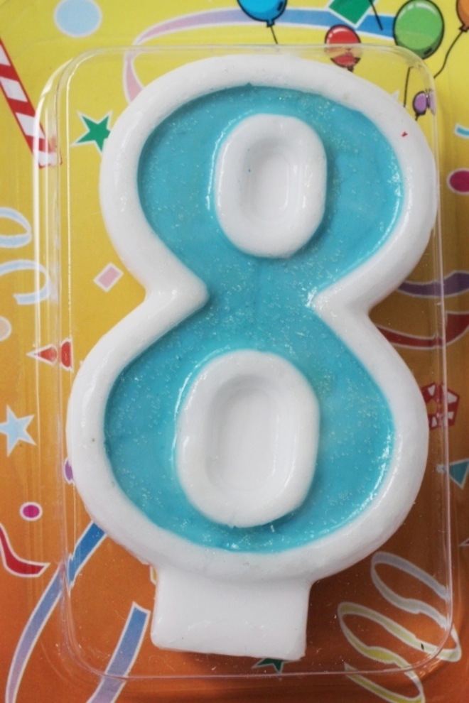 Candle Glitter Blue Number #8 (80mm) image 0