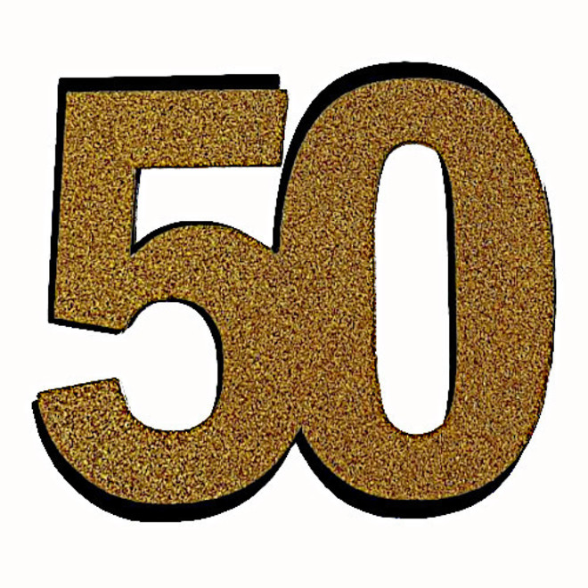 50th Glitter Gold Cake Topper (Card 85x70mm) image 0