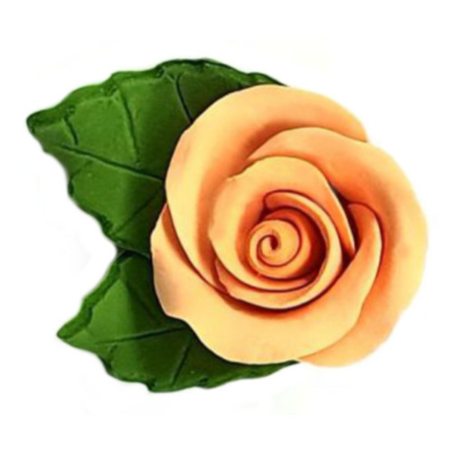 Icing 30mm Peach Roses With Leaf (144) image 0