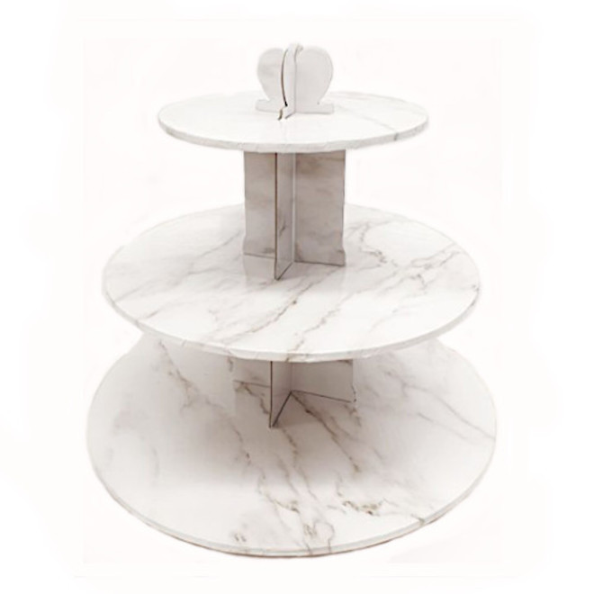 Cupcake White Marble Stand, 3 Tier, 36cm base, 33cm high image 0