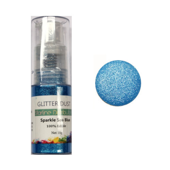 Glitter Dust - Sea Blue Pump 10gm  (100% Edible) image 0