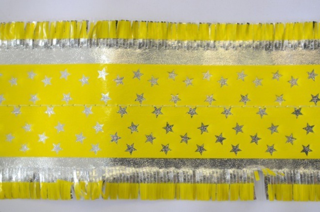 Star Pattern Frill 7m x 76mm wide Silver on Yellow image 0