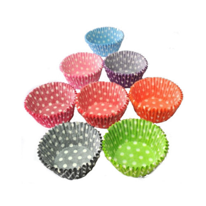 Large Muffin Paper Cases Multi-Coloured Polka Dots 55x36mm (500) image 0