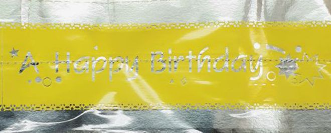 Cake Band Happy Birthday Yellow/Silver 63mm (7m) - SOLD OUT image 0