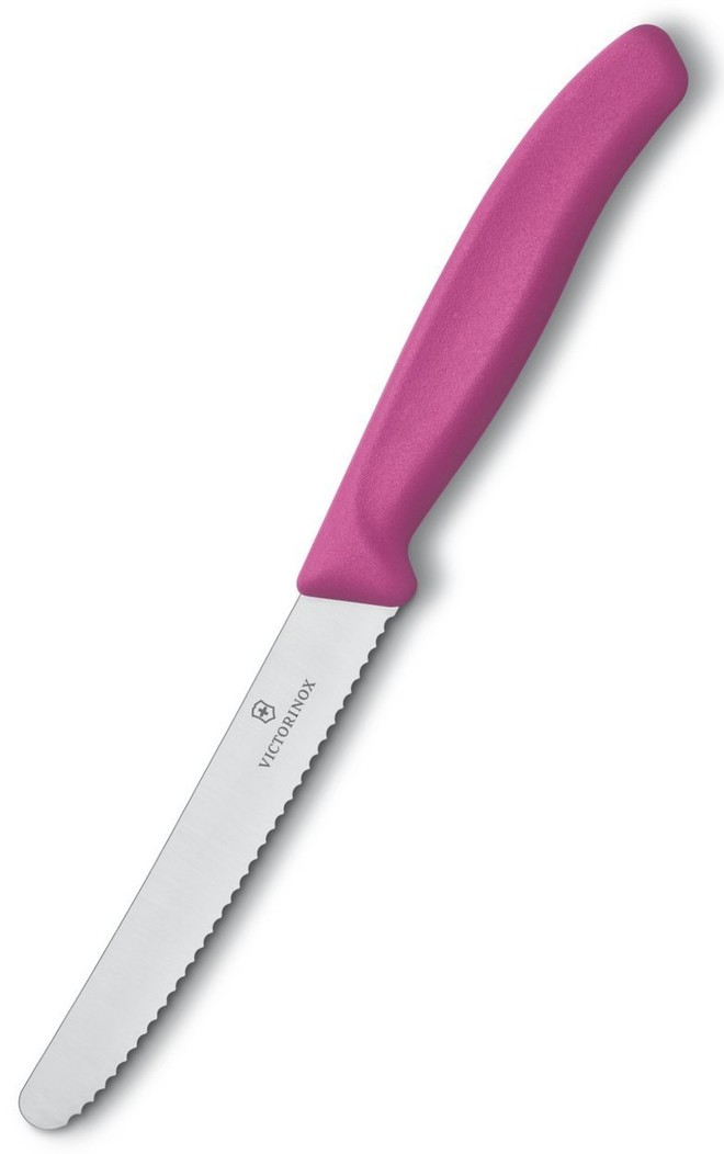 Tomato Knife, Pink Nylon Handle (11cm Serrated Blade) image 0