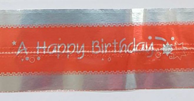 Cake Band Happy Birthday Red/Silver 63mm (1m) image 0