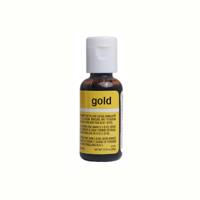 Chefmaster Liqua Gel Gold .70oz Bottle (Box of 12) image 0