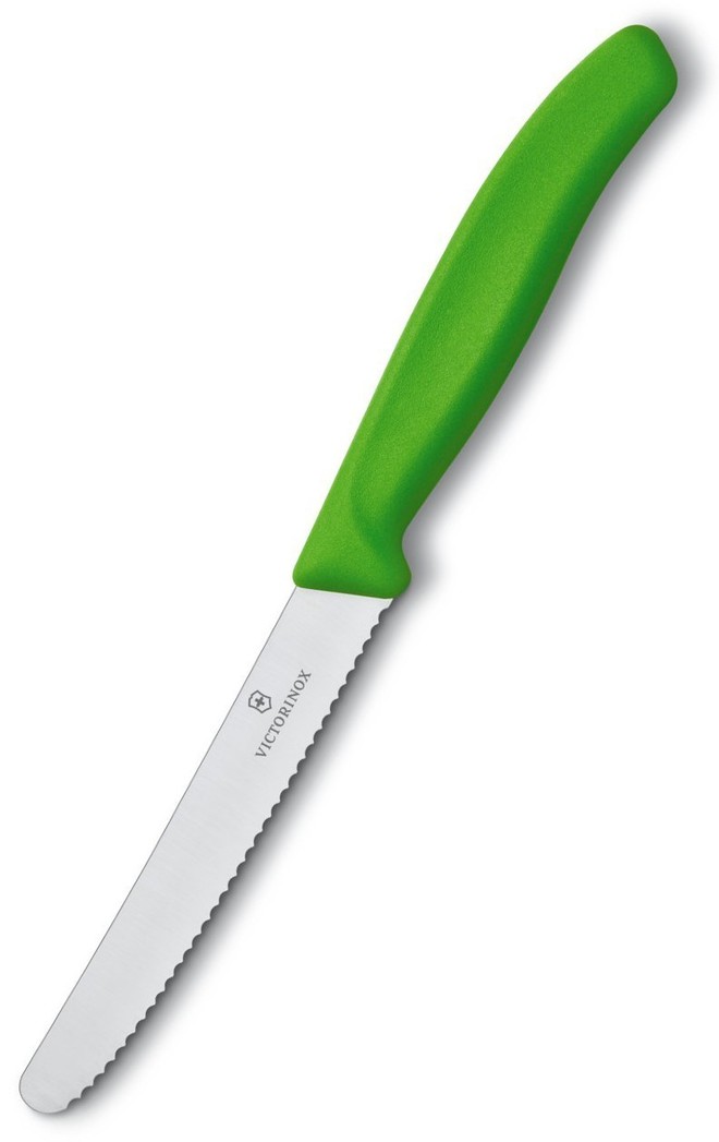 Tomato Knife, Green Nylon Handle (11cm Serrated Blade) image 0