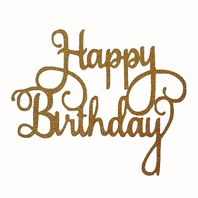 "Happy Birthday" Glitter Gold Cake Topper (Card 140x110mm) image 0