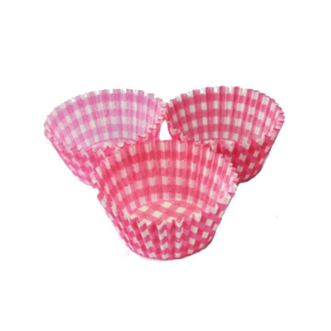 Cupcake Paper Cases Gingham Pink 44x30mm (500) image 0