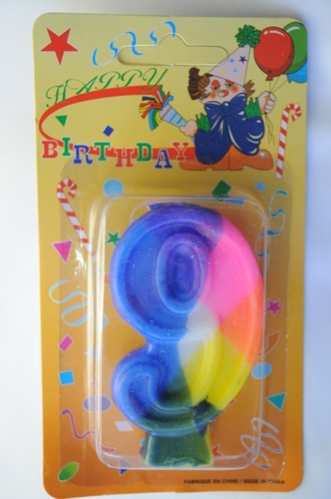 Candle Rainbow Numeral 9 (75mm) image 0