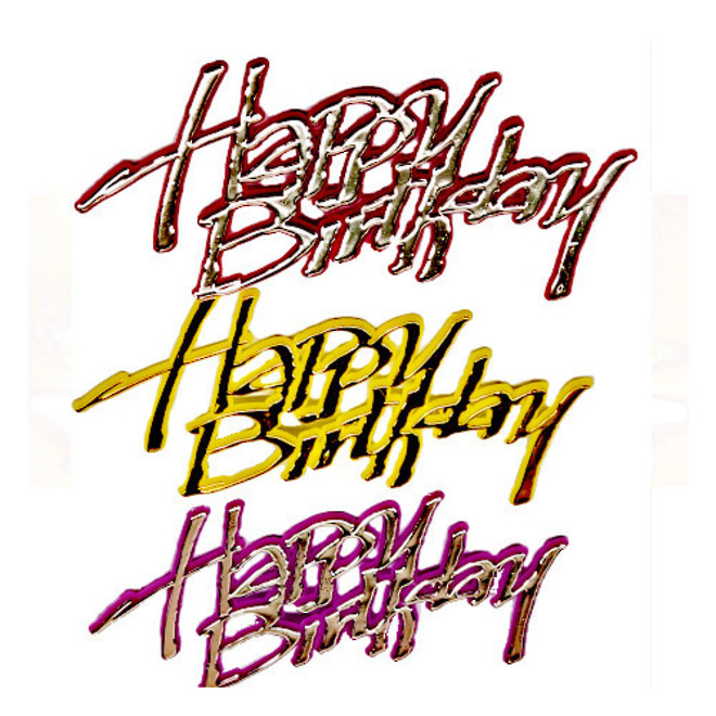 Happy Birthday - Snappy Script (3 Assorted colours - Pk6) image 0