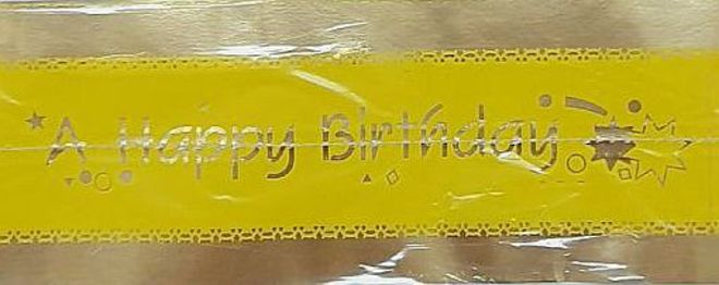 Cake Band Happy Birthday Yellow/Gold 63mm (1m) image 0