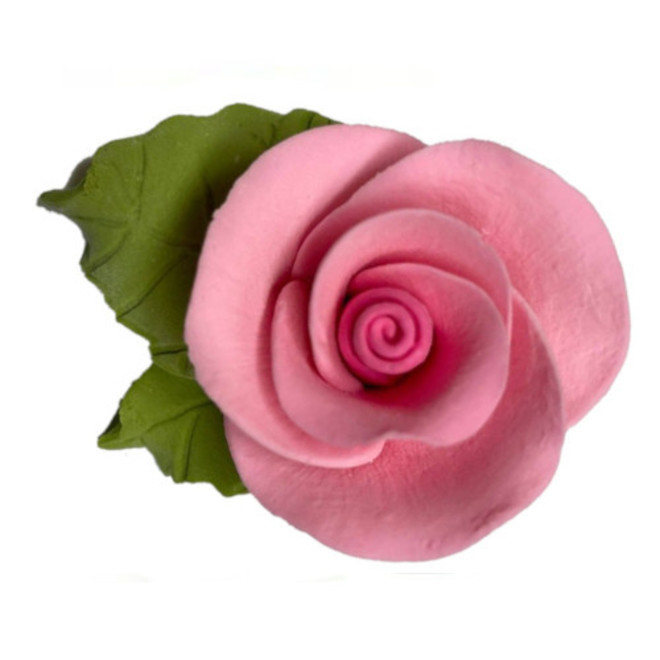 Icing 30mm Pink Roses With Leaf (144) image 0
