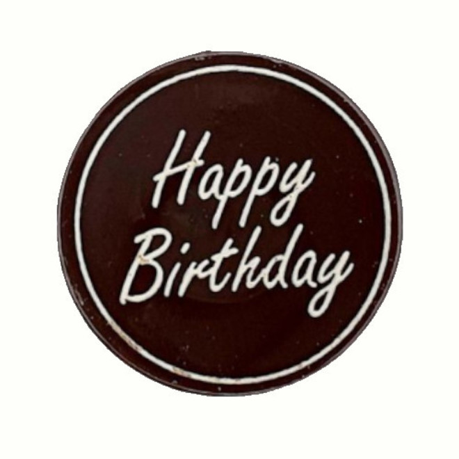 Chocolate Dark - "Happy Birthday" Round 75mm (50PK) image 0