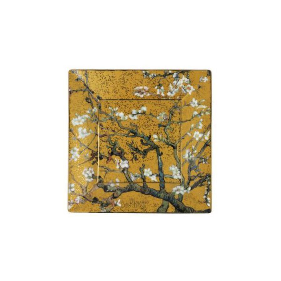 Van Gogh Almond Tree Gold Square 16cm Plate image 0