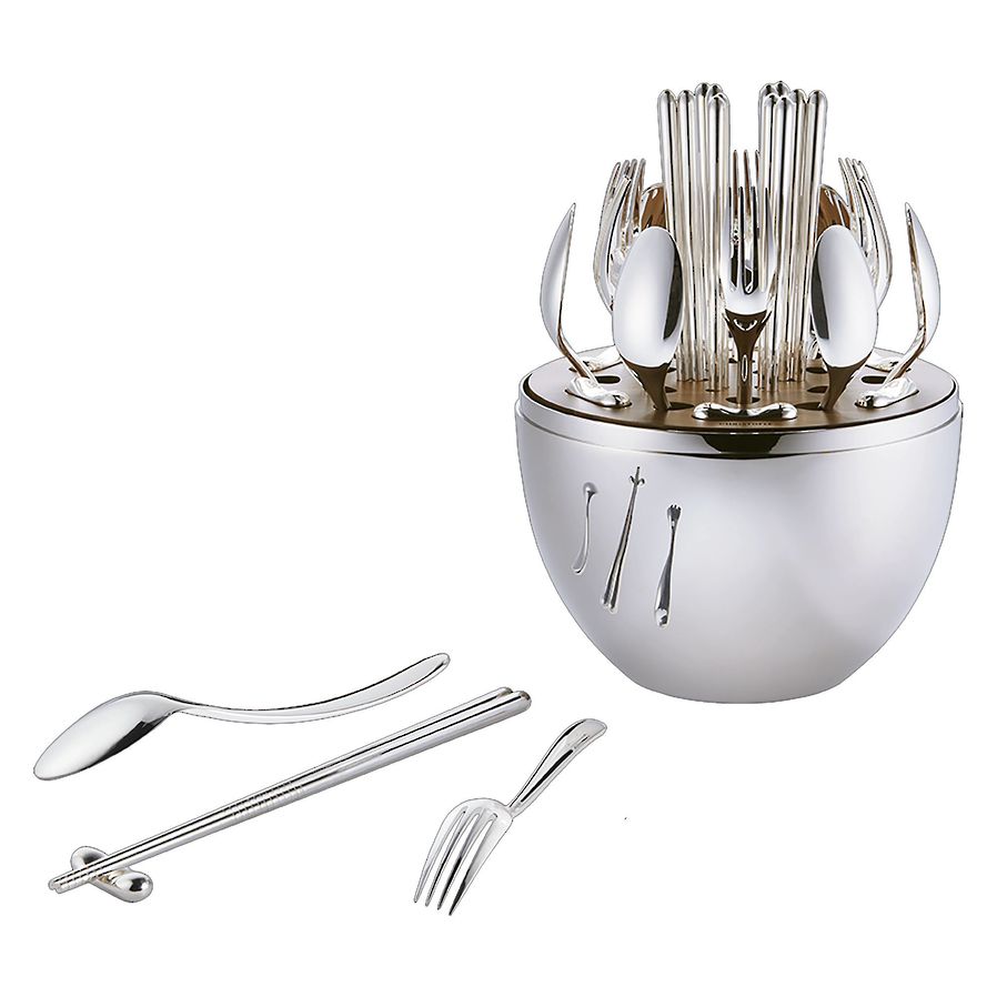 Mood Asia Silver 24 Piece Cutlery Set in Egg image 1