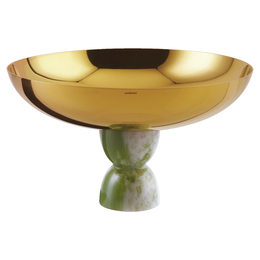 Madame Cup with Foot 26cm Green Jade & PVD Gold image 0