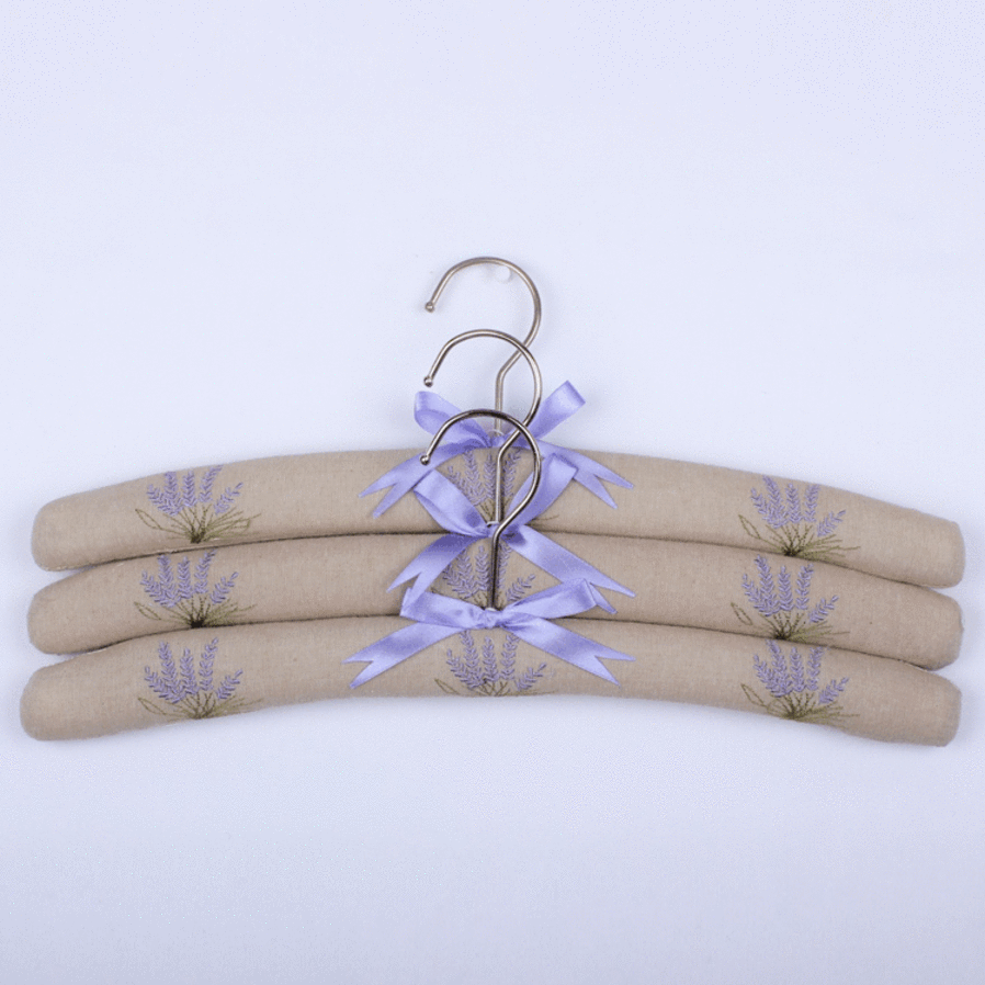 Lavender Linen Coat Hangers Set of 3 image 0