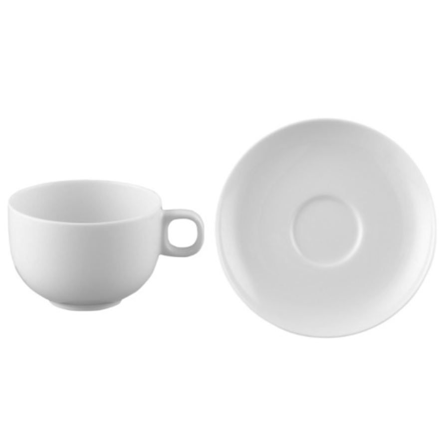 Moon White Cup & Saucer 4 Tall image 0