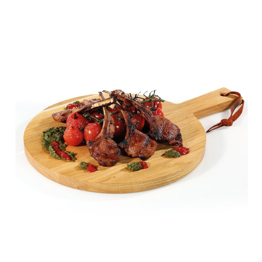 Zassenhaus 30cm Round Oak Serving Board with Handle image 1