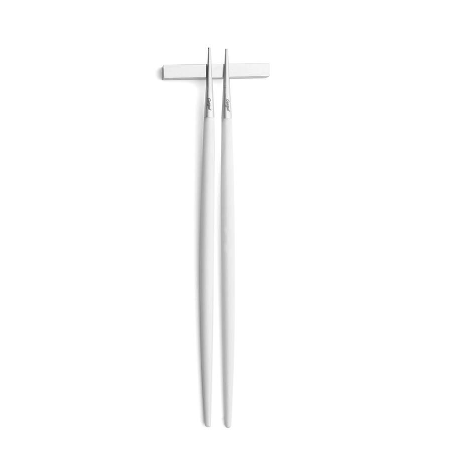 Goa White & Matt Stainless Chopstick Pair with Stand image 0