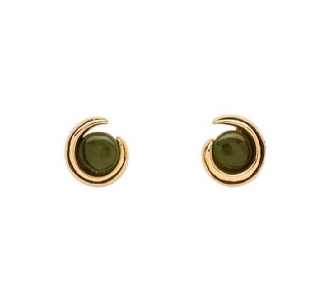 Greenstone Koru Stud Earrings Gold image 0