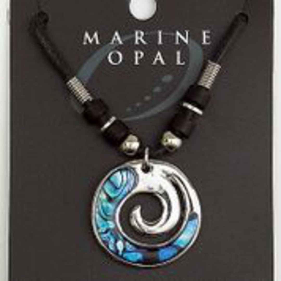 MOP52 - Marine Opal with Cord Necklace - Koru image 0