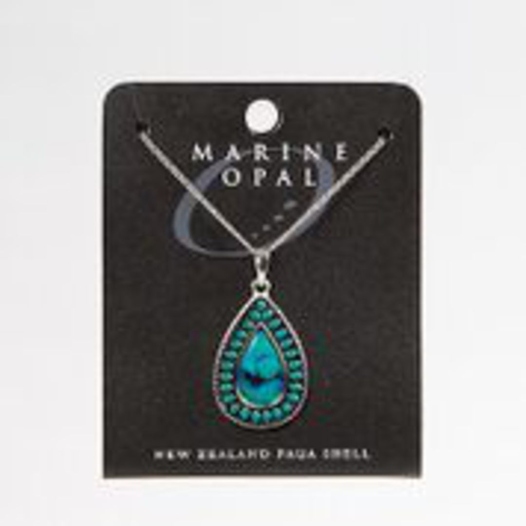 PJS131 - Marine Opal Turquoise Centre Teardrop Necklace image 0