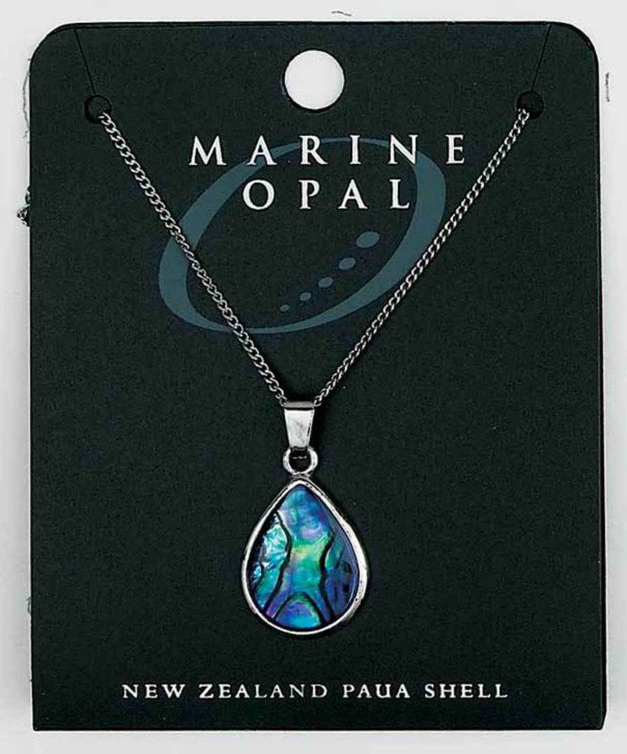 PJS5 - Marine Opal Fine Chain Necklace - Paua Short Tear Drop image 0