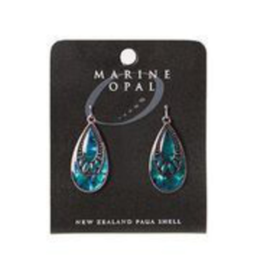 MOE114 - Marine Opal Crystal Drop Design Earrings image 0