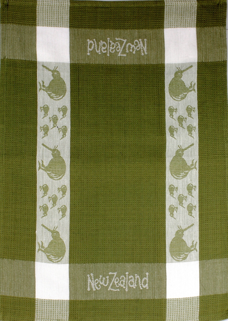 "Kiwi" tea towel Green/White. CODE: S780/GRN image 0