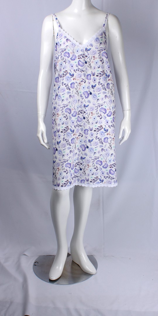 Alice & Lily printed cotton nightie w  adjustable shoestring straps, S,M,L,XL. navy STYLE :AL/ND379N image 0