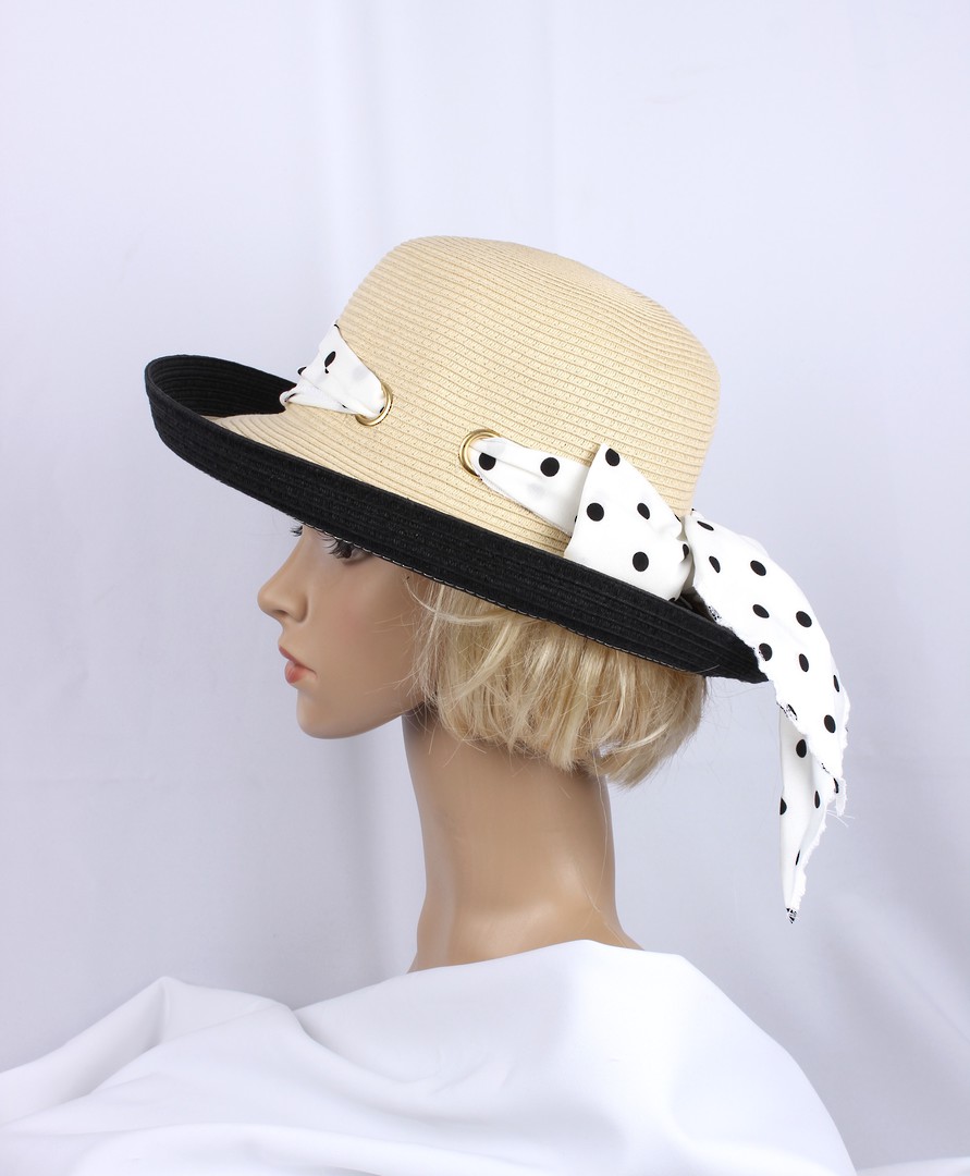HEAD START natural w black upturn, white/black spot band and bow Style :HS/9135W/B image 0