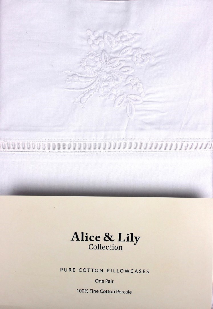 Alice & Lily pure cotton pillowcases one pair VIENNA WHITE Code: EPC-VIE/WH. image 0