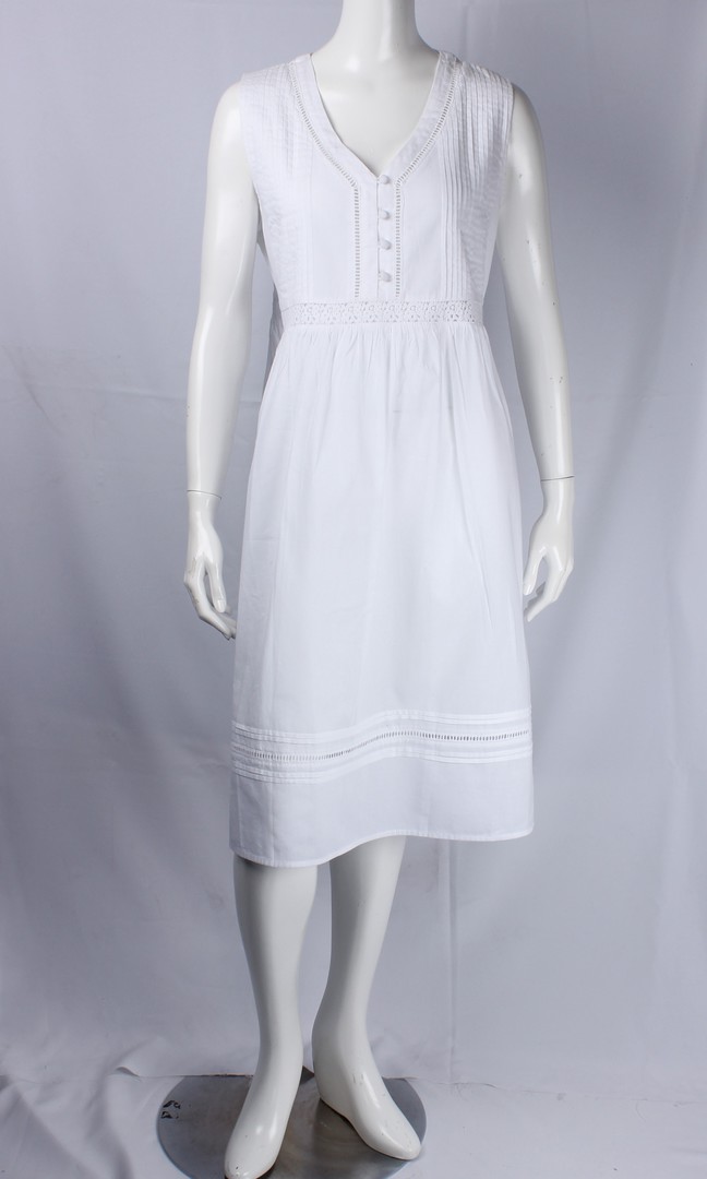 Alice & Lily sleeveless nightie w hemstitched laced buttoned bodice S,M,L,XL white  STYLE :AL/ND-489 image 0