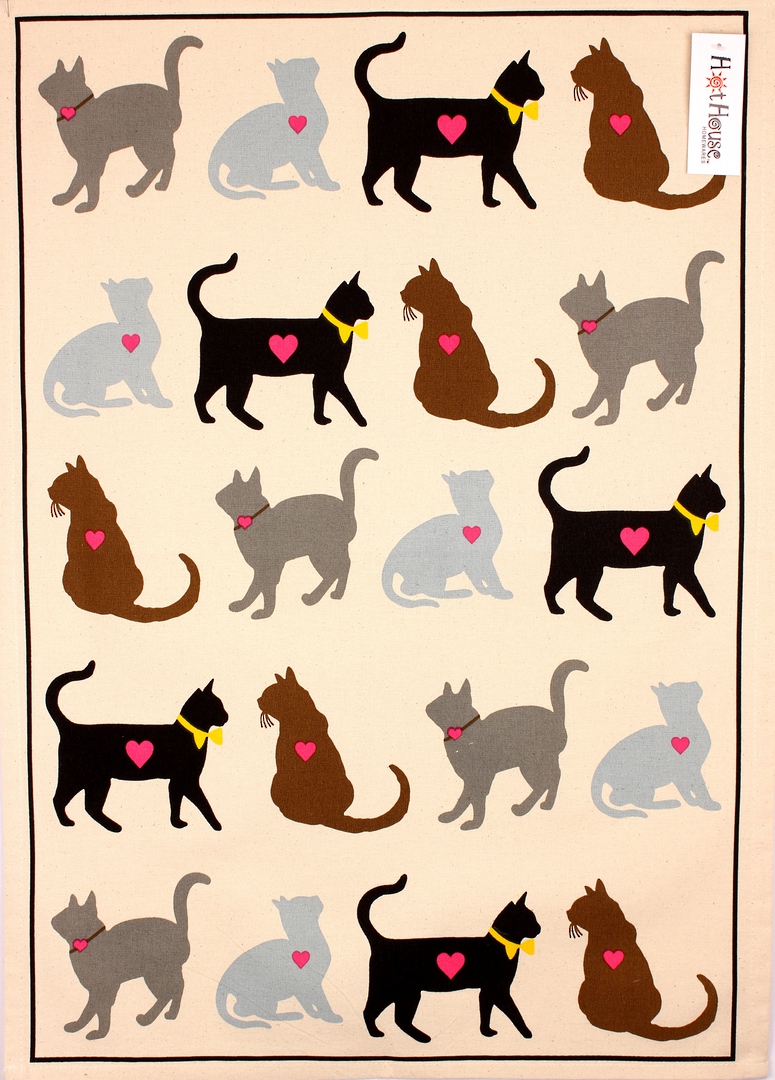 Luv cats tea towel. Code: TT-LUV/CAT. image 0