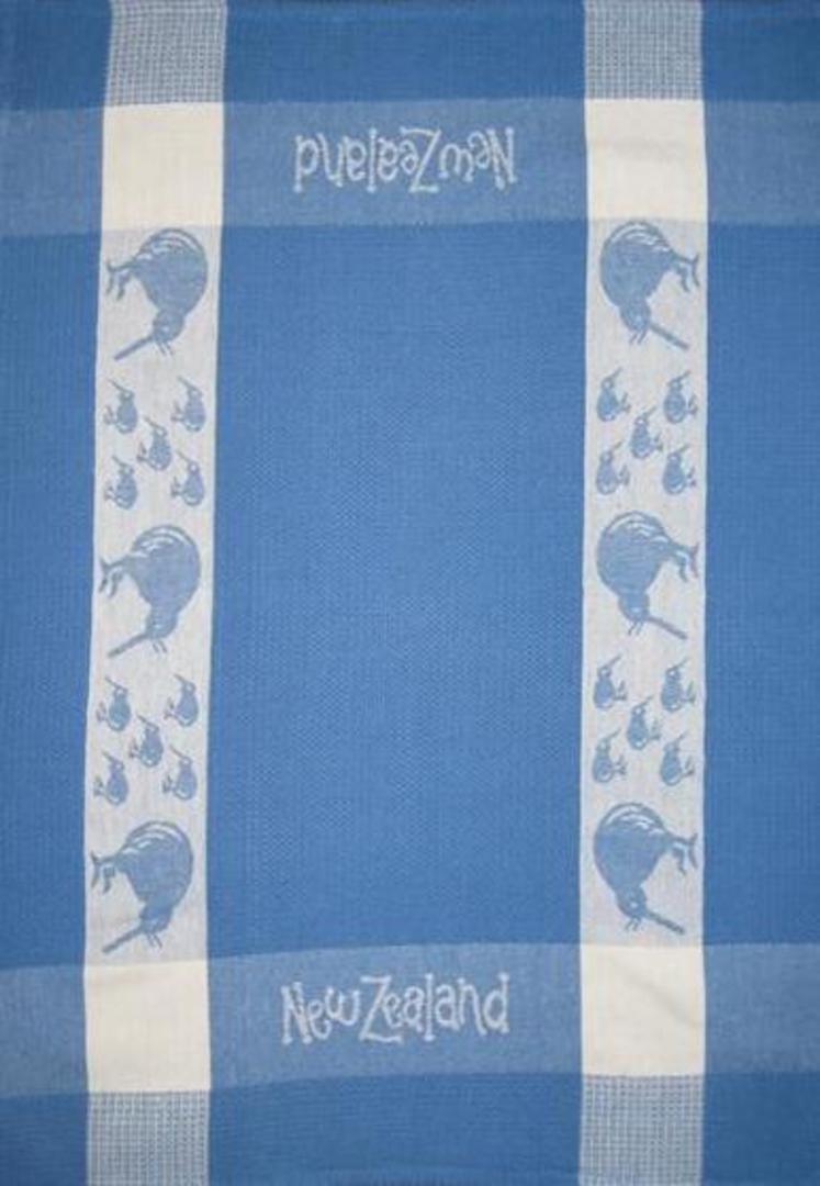 "Kiwi" tea towel Blue/White. CODE: S780/BLU image 0