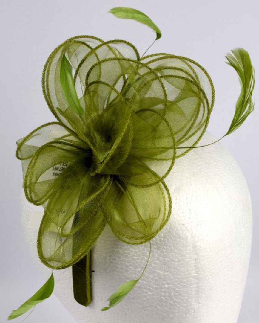Organza fascinator with flowers lime Code:HS/1248 image 0