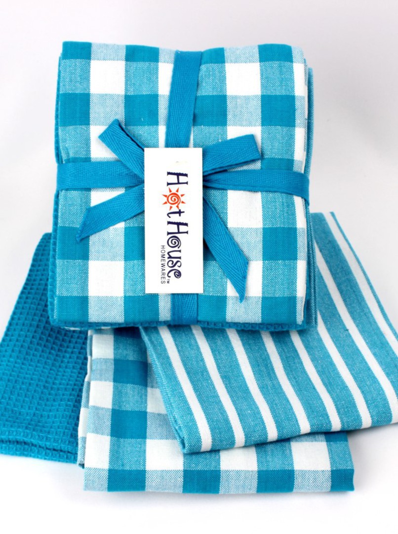 THREE PACK-Tea towel 'Nevada' 3pack teal multi Code: T/T-NEV/3PK/TEA image 0