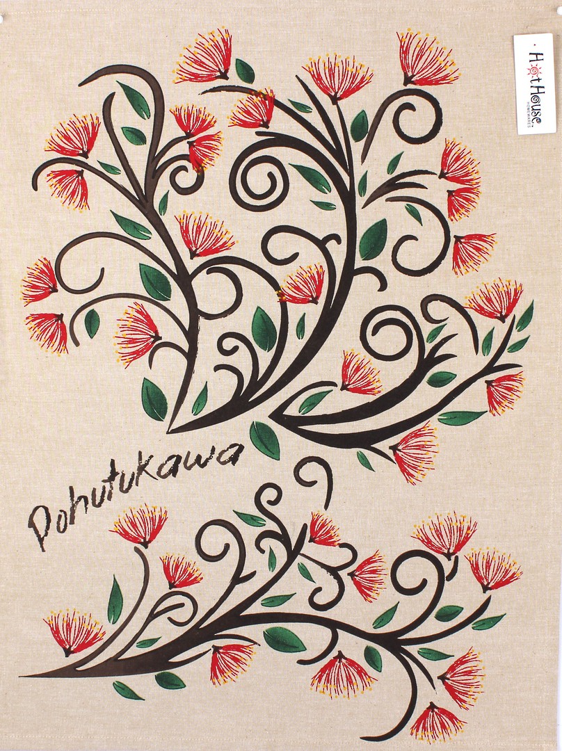 Pohutukawa Linen Tea Towel. Code: TT-POH/LIN image 0