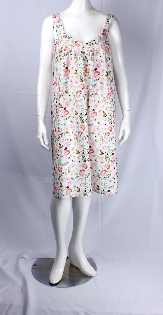 Alice & Lily sleeveless printed cotton nightie w  lace trim,M,L pink STYLE :AL/ND433P image 0