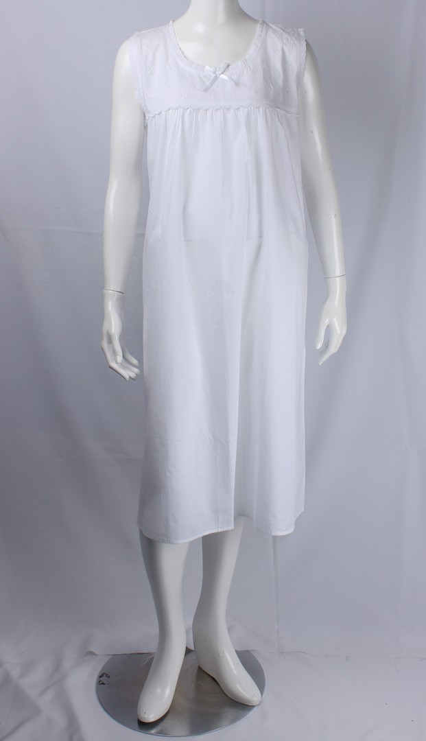 Alice & Lily S/S summer cotton nightie w  lace trim, embroidered yoke S,M,L,XL. white STYLE :AL/ND-487 image 0