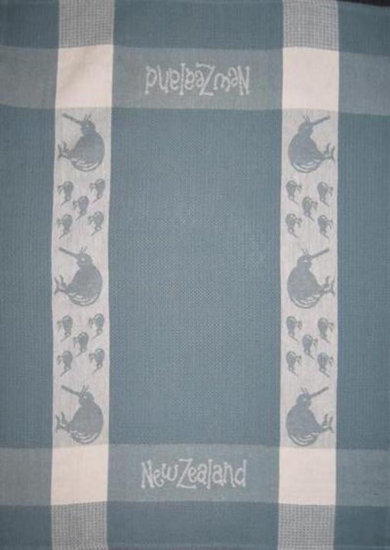 "Kiwi" tea towel Grey/White. CODE: S780/GRY image 0