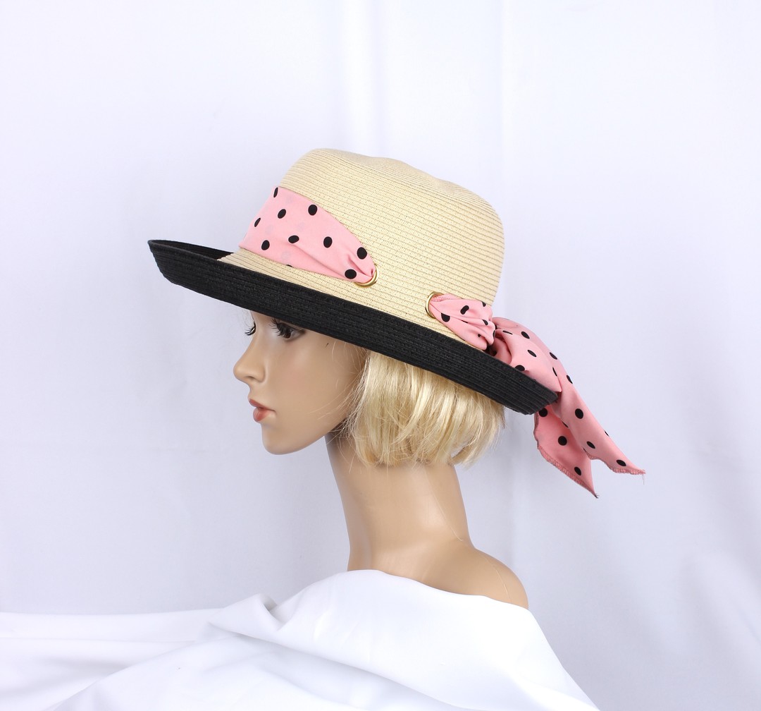 HEAD START natural w black upturn, pink/black spot band and bow Style :HS/9135P/B image 0