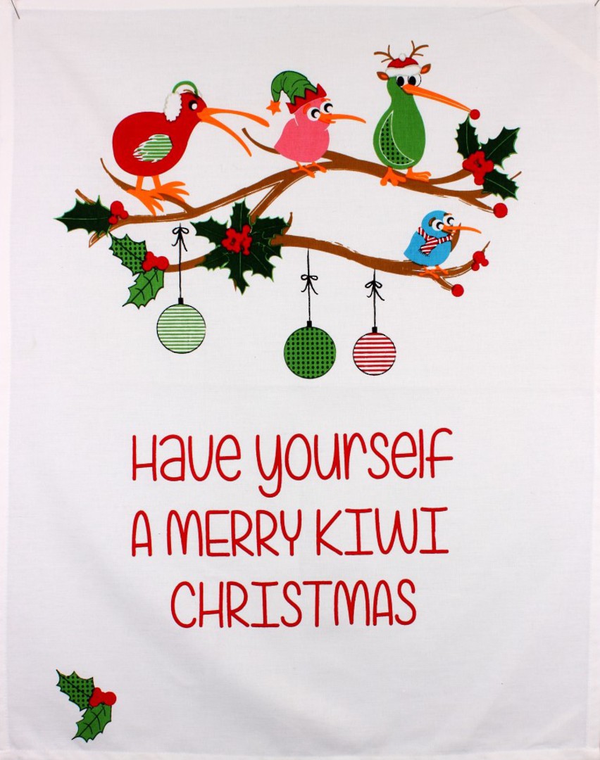 Tea towel Christmas 'Have yourself a merry Kiwi Christmas' Code: TT-CH/MER image 0