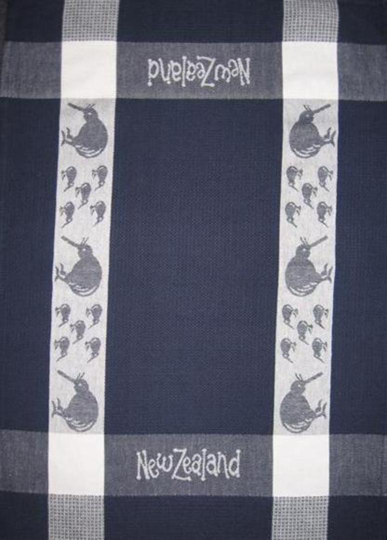 "Kiwi" tea towel Navy/White. CODE: S780/NAV image 0