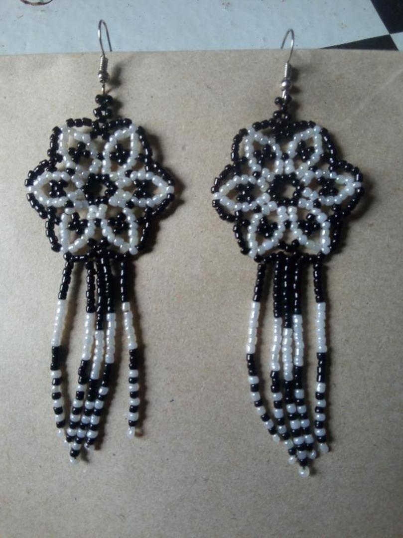 Flower-shaped Beaded Earrings image 1