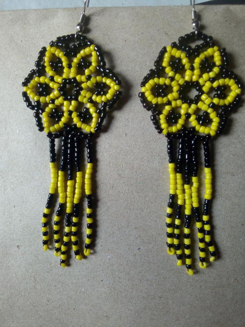 Flower-shaped Beaded Earrings image 0