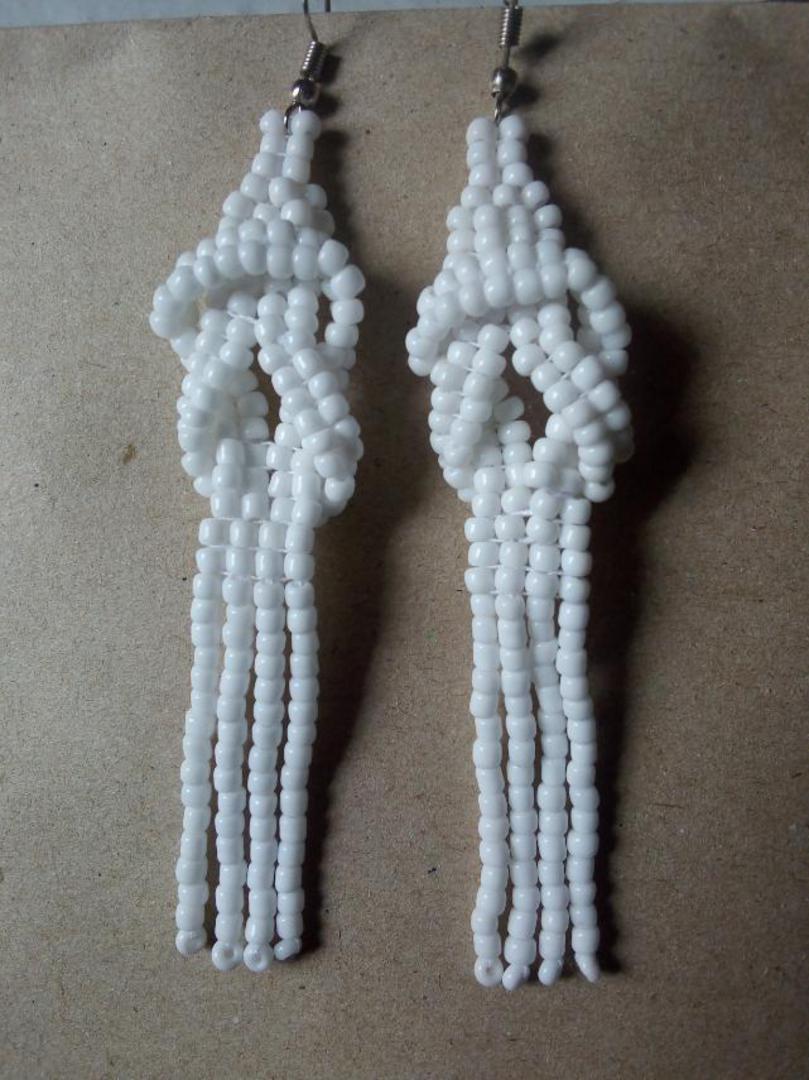 Dainty White Beaded Earrings image 0